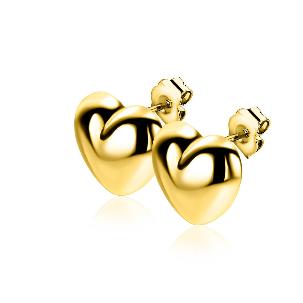Thumbnail: ZIO2672G ZINZI goldplated zilveren oorknoppen met bol hart