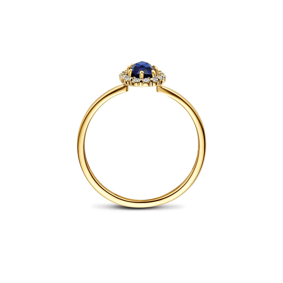 Thumbnail: LG1078Y Blush Lab Diamonds Ring  Geelgoud (14k) met Saffier