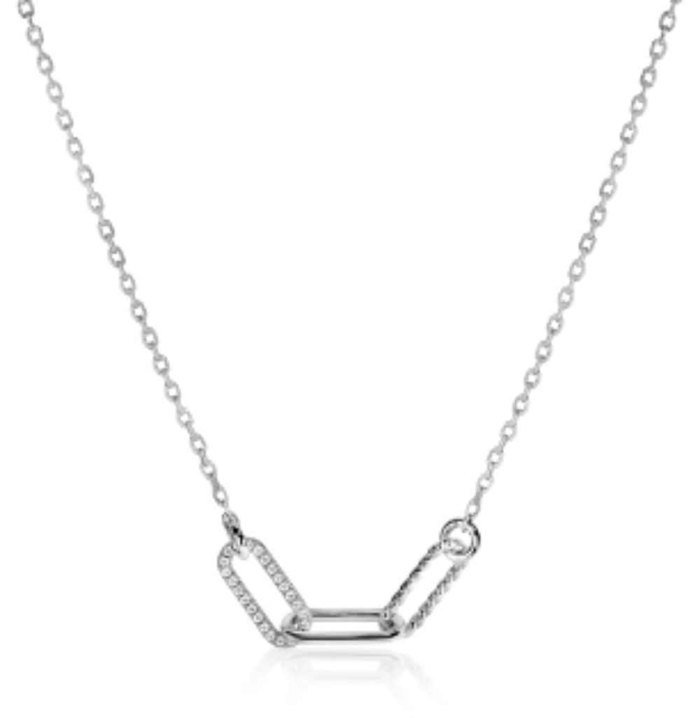 ZIC2330 ZINZI zilveren schakel ketting 45cm met drie paperclip schakels