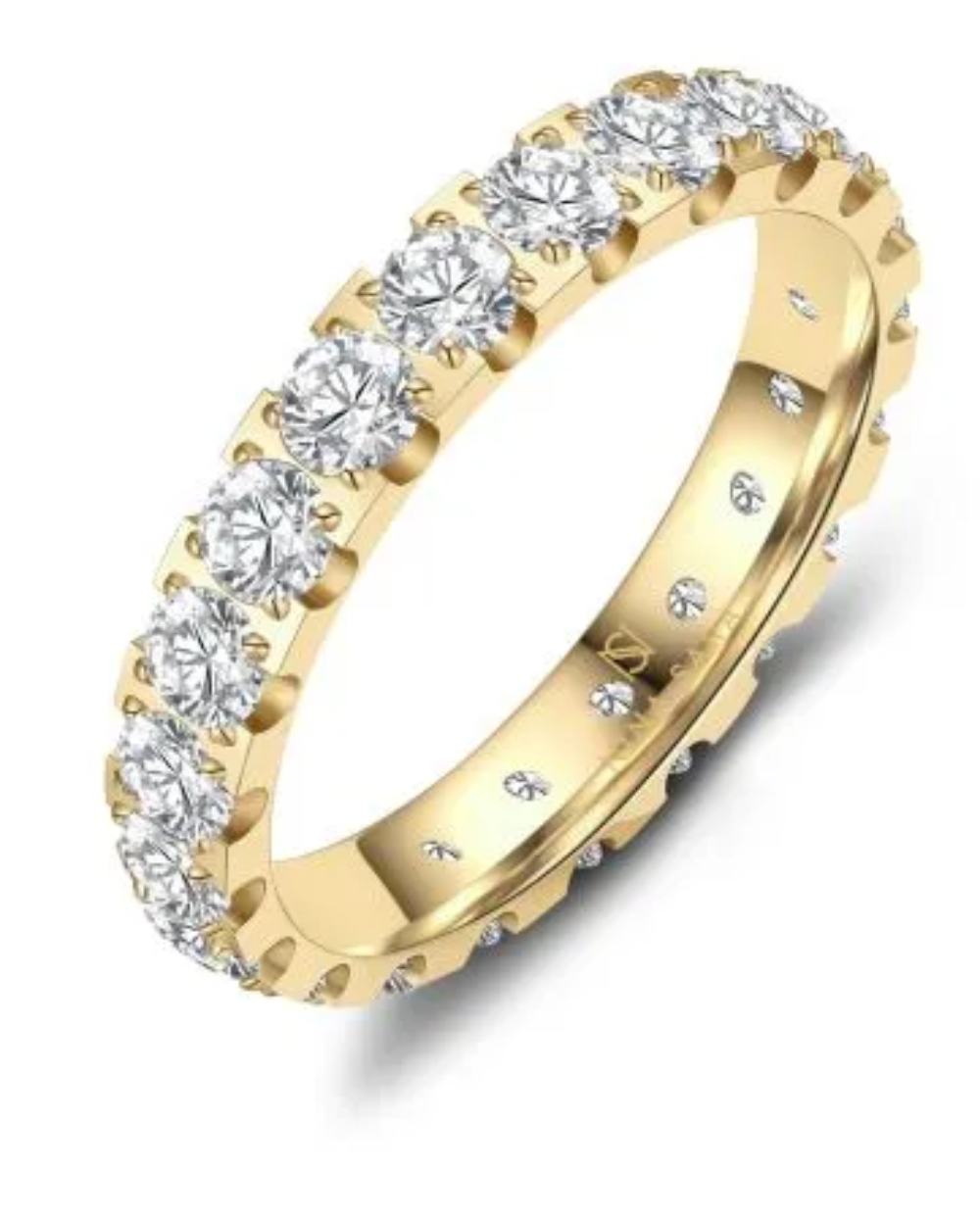 NS-14 Marrya stalen golplated rij ring met zirconia rondom chaton zetting