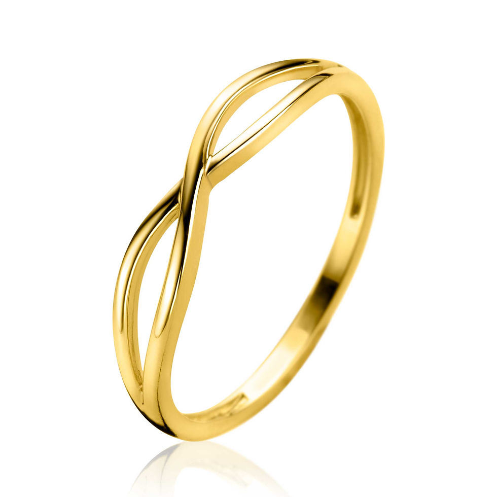 ZGR534 ZINZI Gold 14 krt gouden ring crossover glad