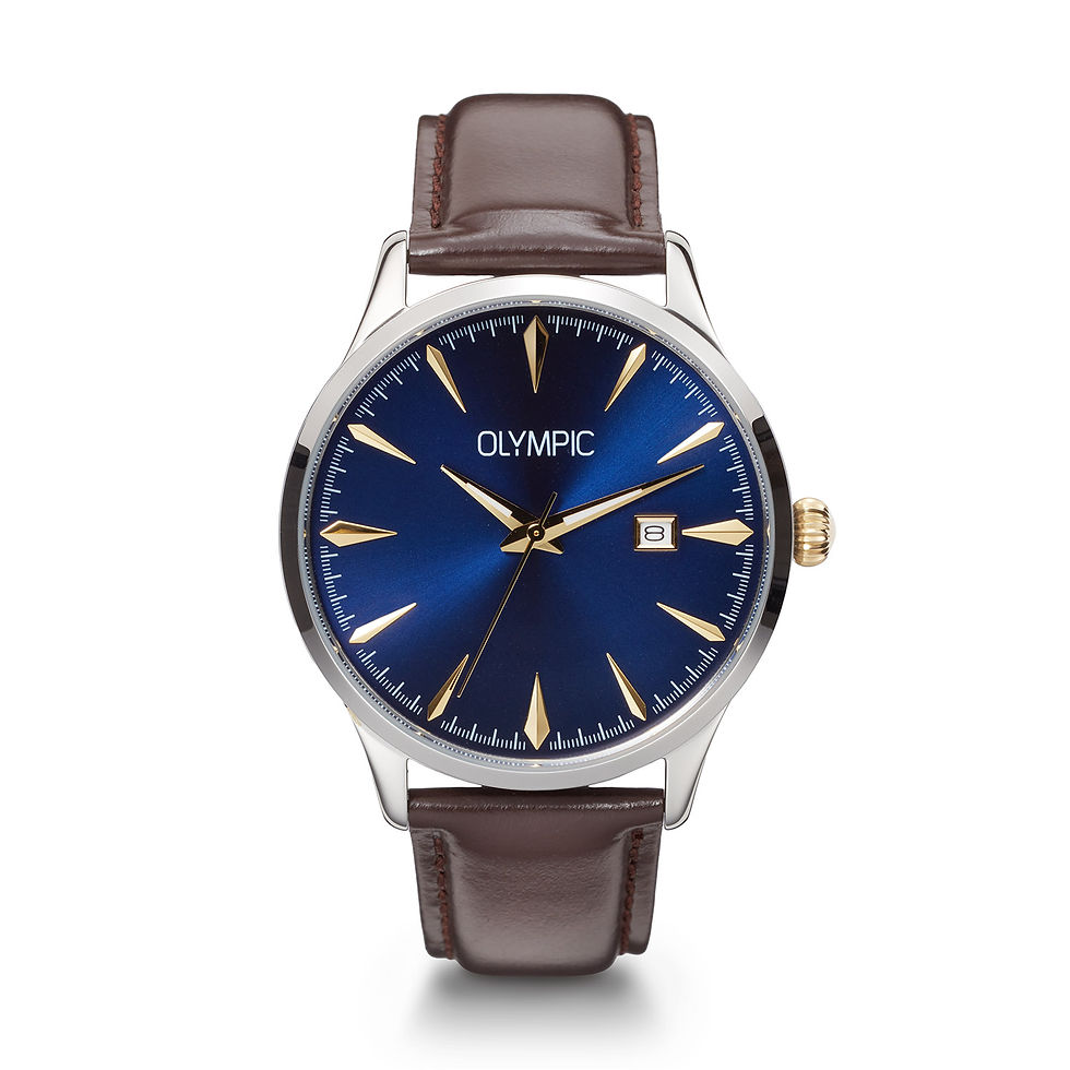 OL90HSL004B Olympic Theo herenhorloge leren band