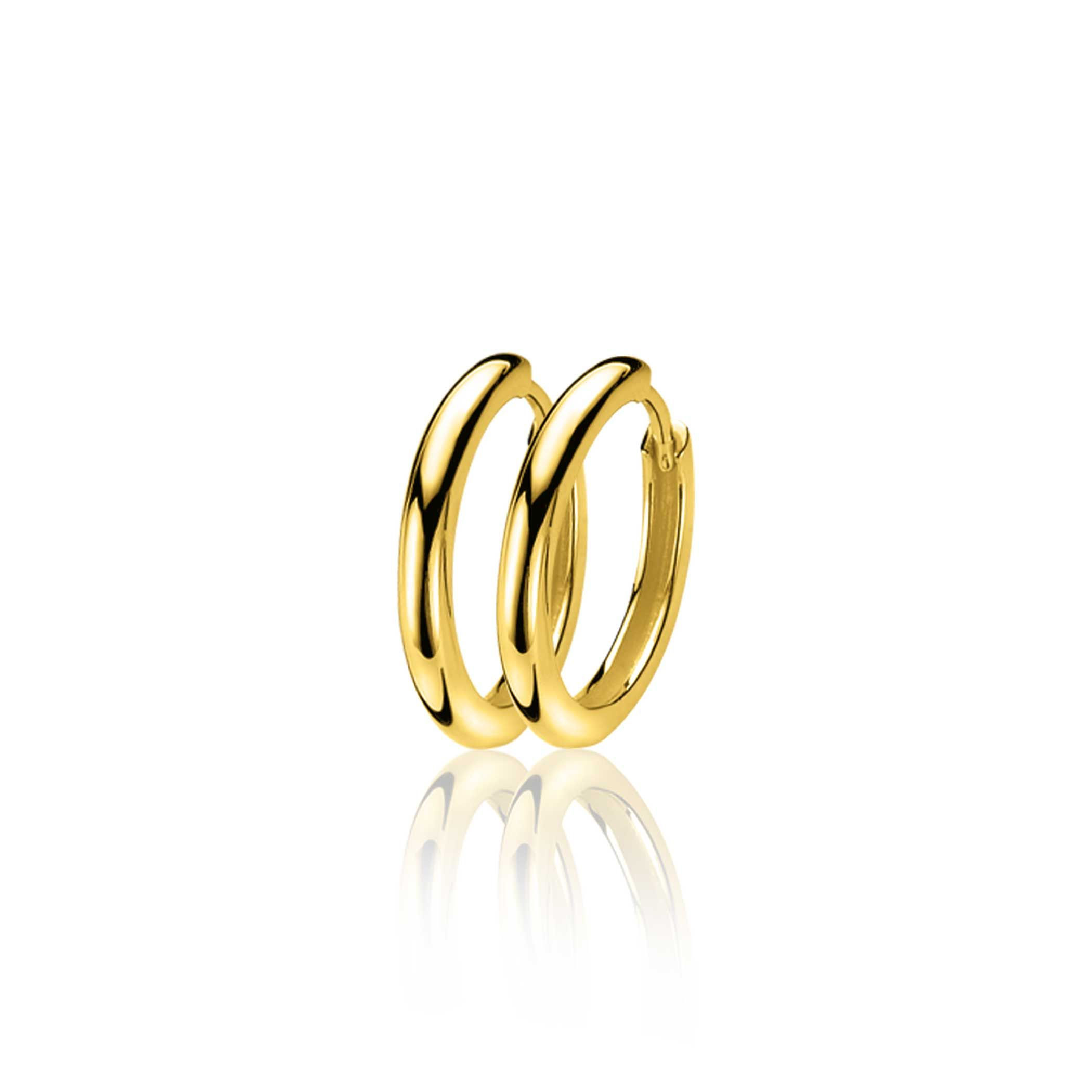 ZIO402G ZINZI goldplated zilveren klapcreolen met zirconia