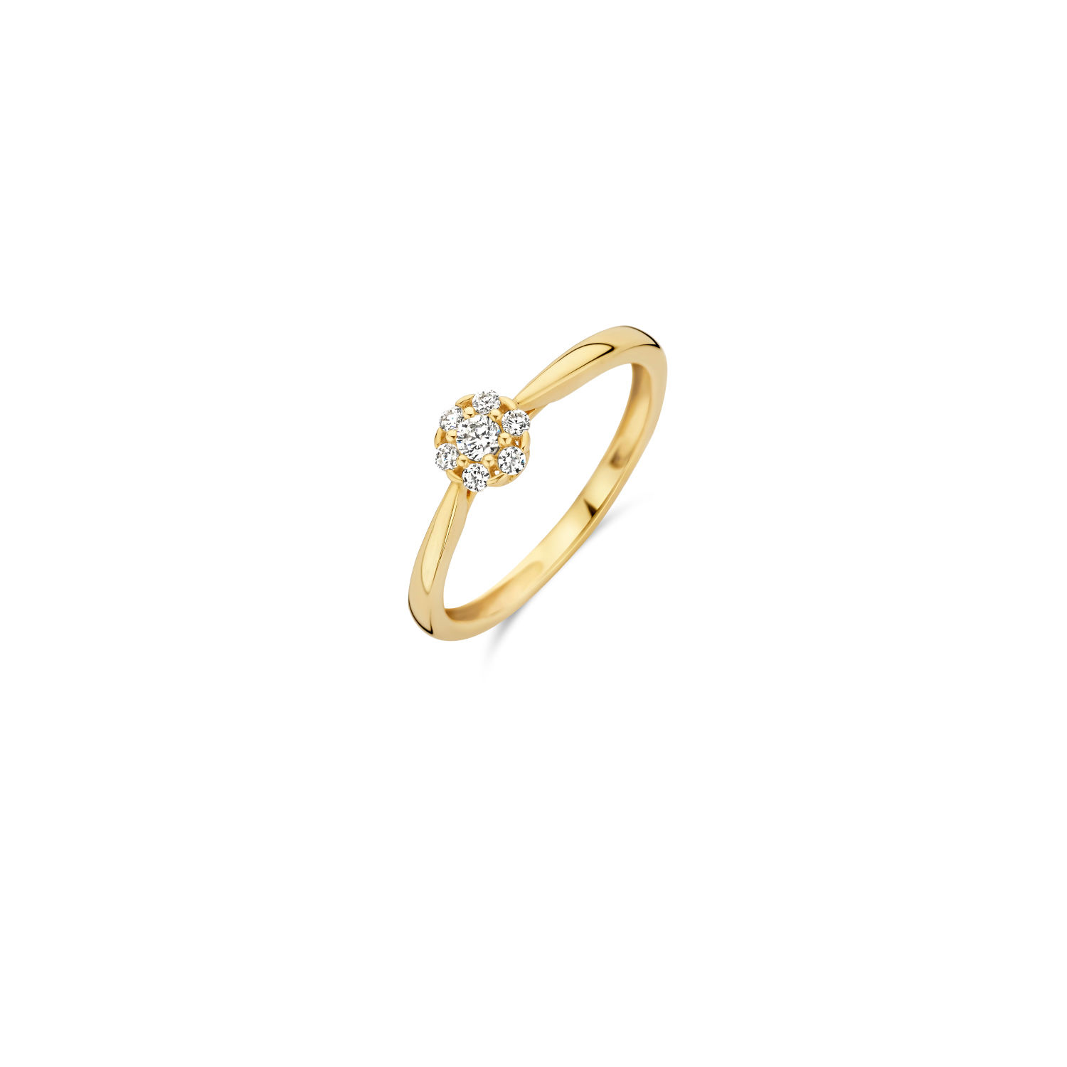 1248YZI Blush geelgouden rozet ring met zirconia