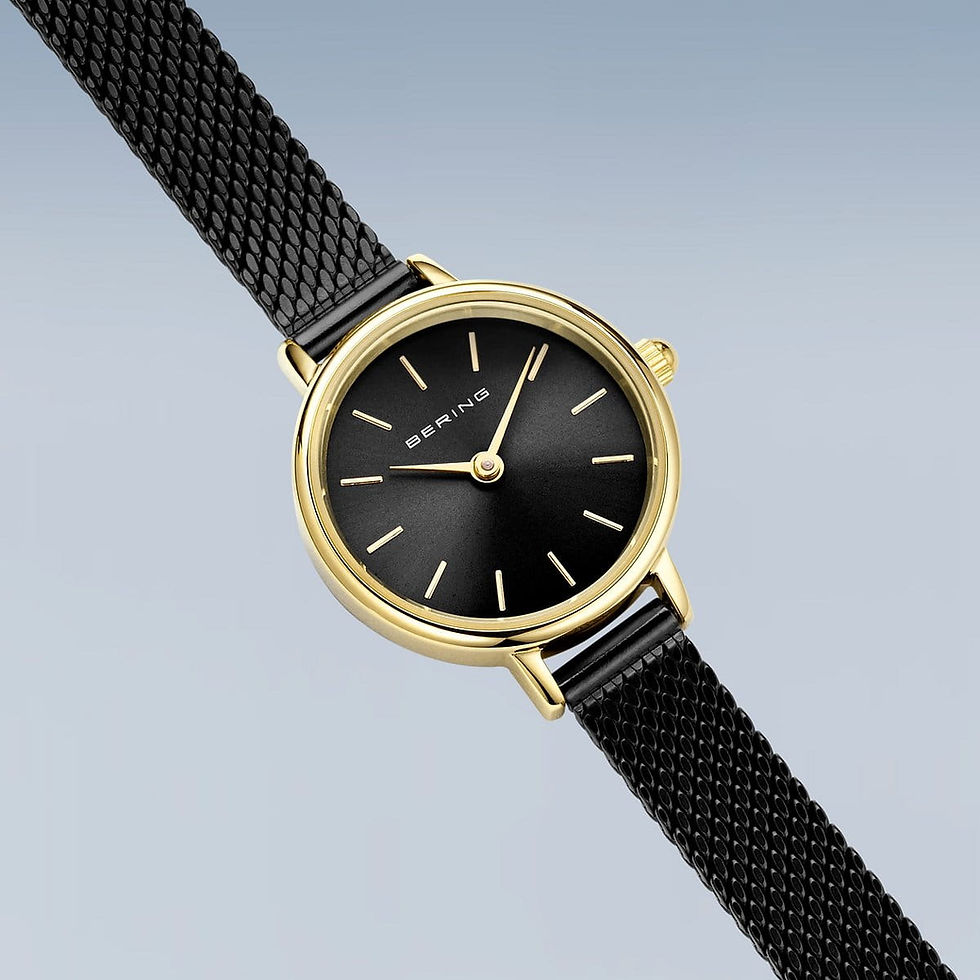 Thumbnail: 11022-132 Bering Classic dameshorloge 22mm zwart goudkleur