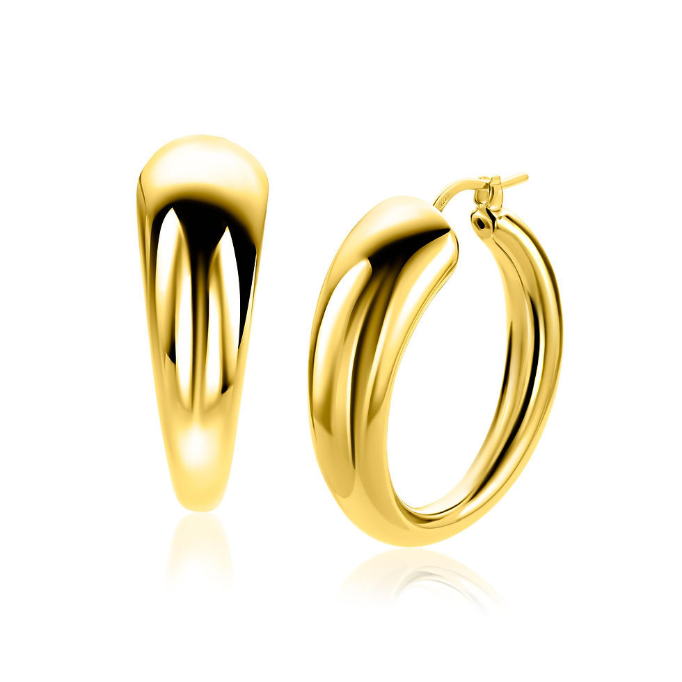 Thumbnail: ZIO2789G ZINZI goldplated zilveren oorringen met een bolle aflopende vorm