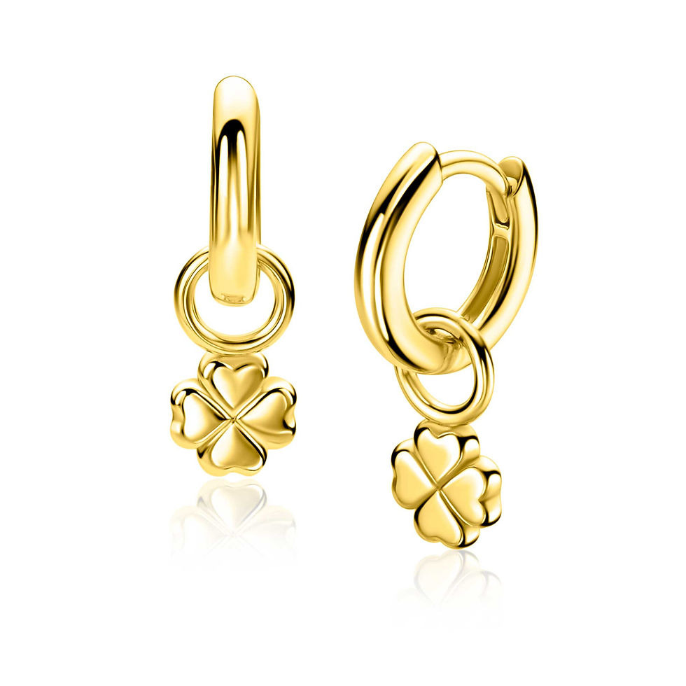 Thumbnail: ZICH2884G ZINZI gold plated zilveren oorbedels klaver vier
