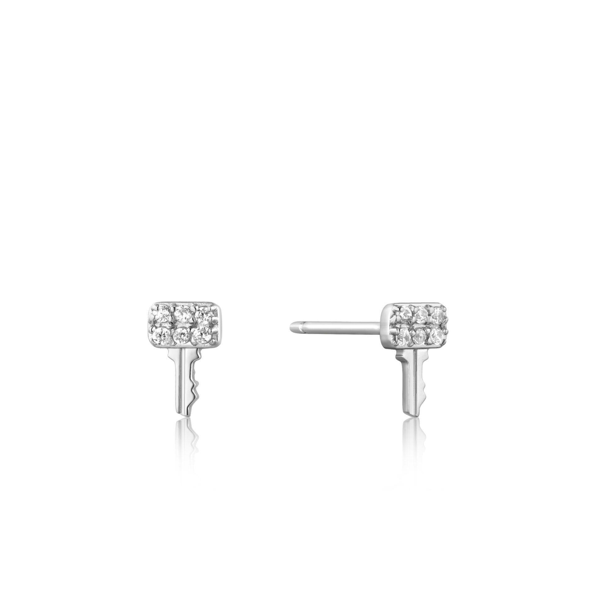 E032-05H Ania Haie Silver Key Sparkle Stud Earring