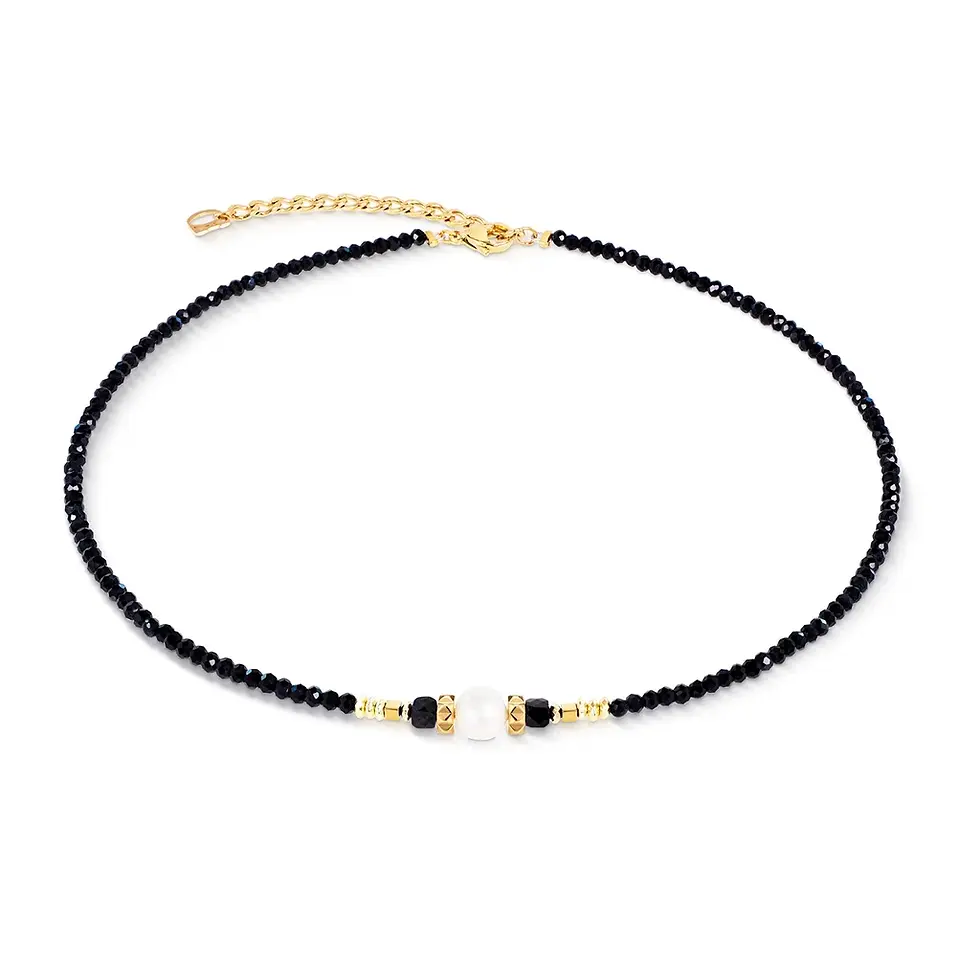 1141101300 Coeur de Lion collier Astoria Noir Pearl Gold