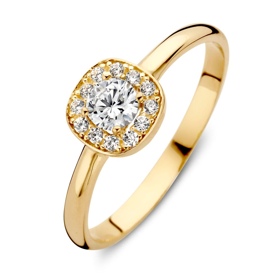 RE127743 Excellent Jewelry 14k gouden vierkante rozetring zirconia