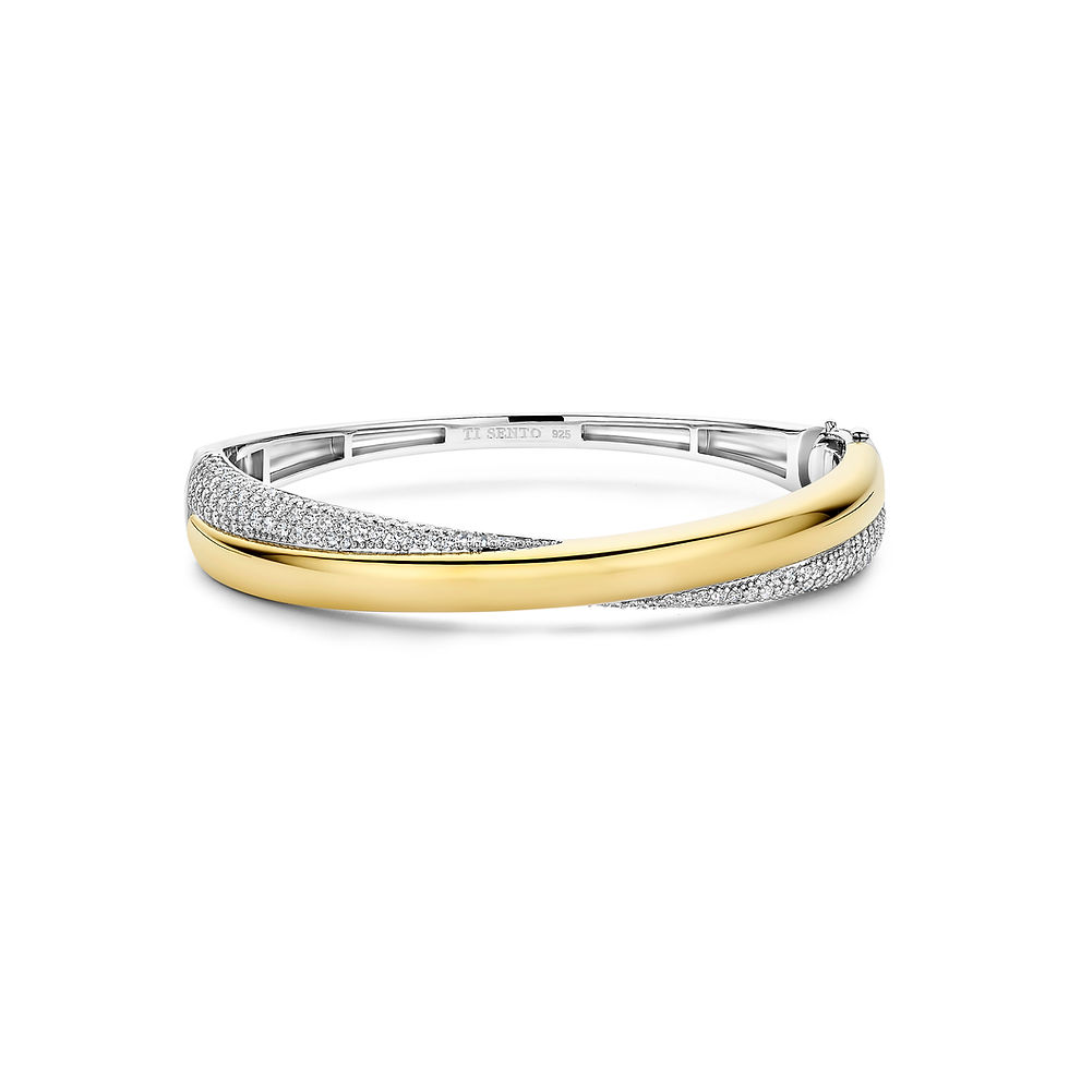 23090ZY Ti Sento zilveren armband bangle verguld met zirconia