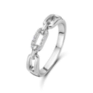 629.865 Rosa di Luca zilveren fantasie ring schakel en zirconia