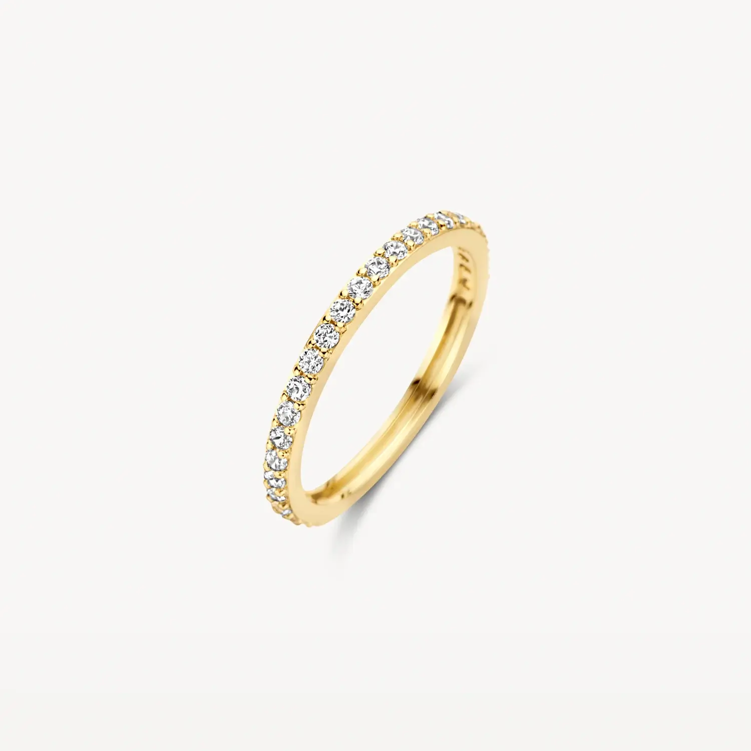 1244YZI Blush geelgouden rijring met zirconia