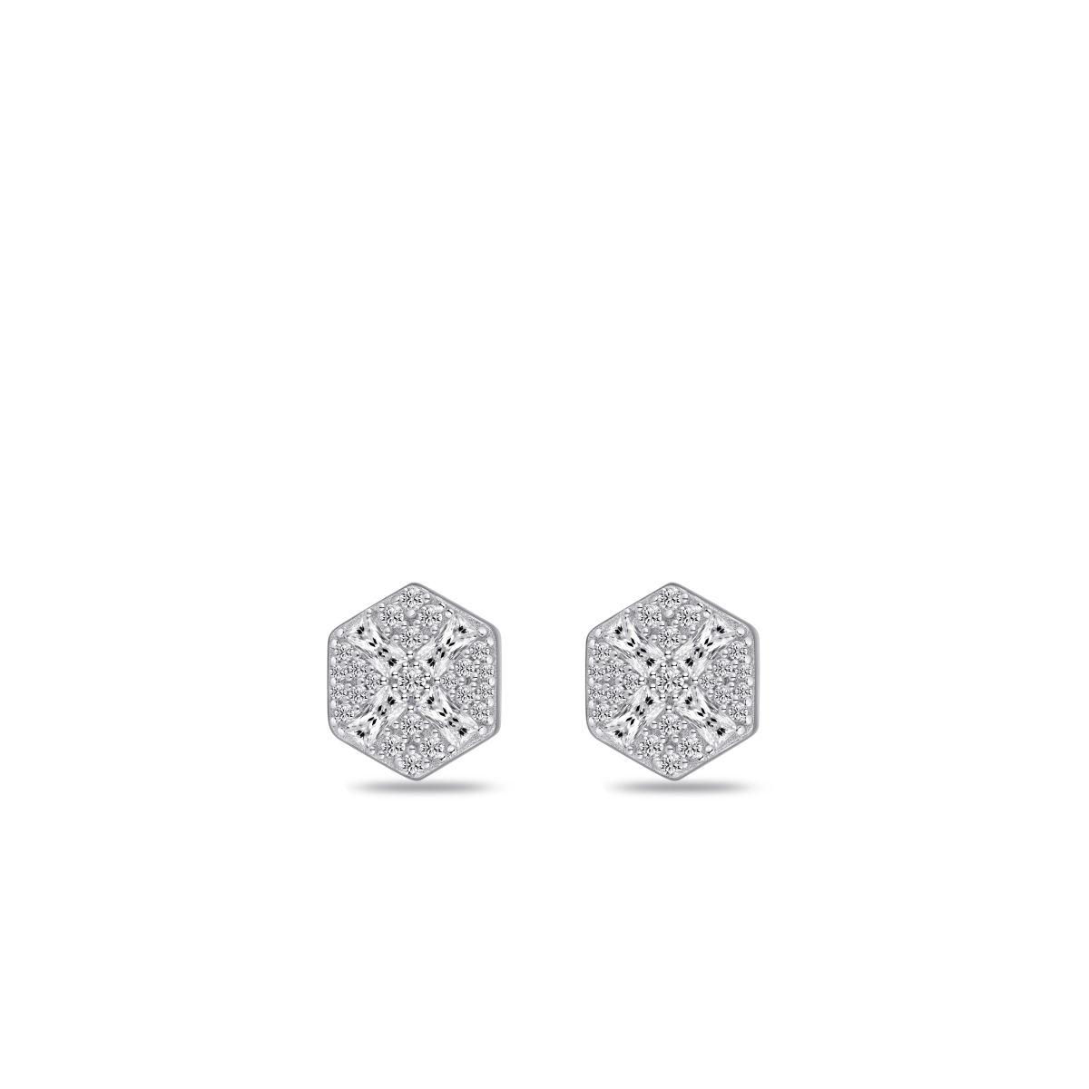 E1089 Gisser Jewels zilveren oorstekers 6-kant zirconia