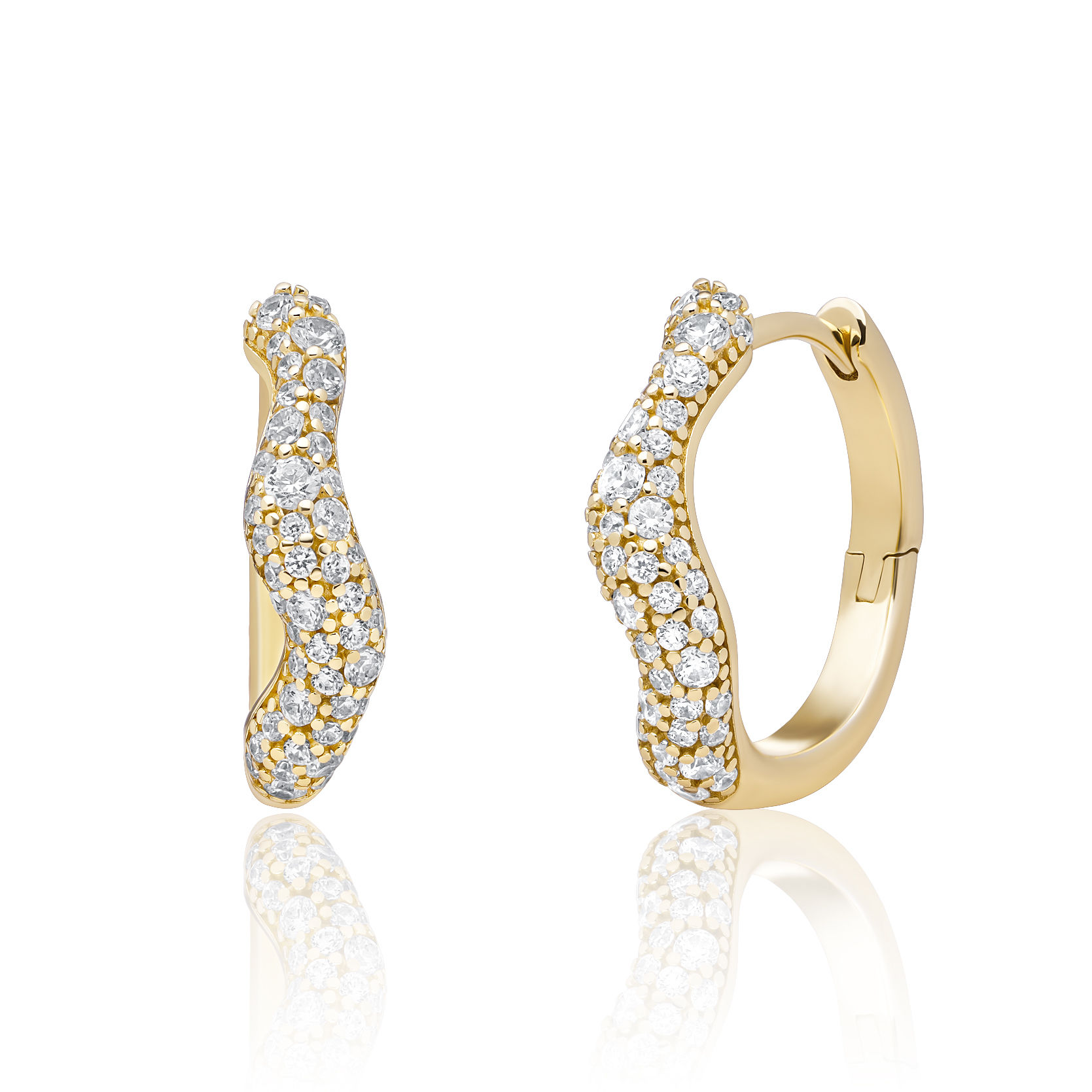 EAG48 Sparkling Jewels Pave Twirl creolen zirconia verguld
