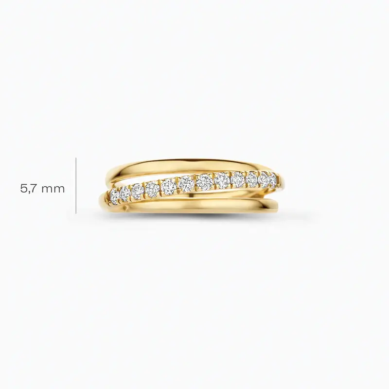 Thumbnail: LG1056Y Blush Lab Diamonds geelgouden cross-over ring 0.31ct