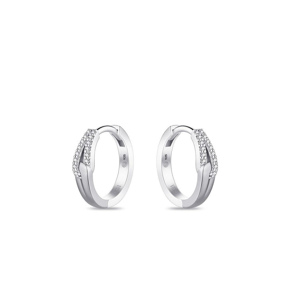 KC1059 Gisser Jewels zilveren klapcreolen geknoopt zirconia 14.5mm