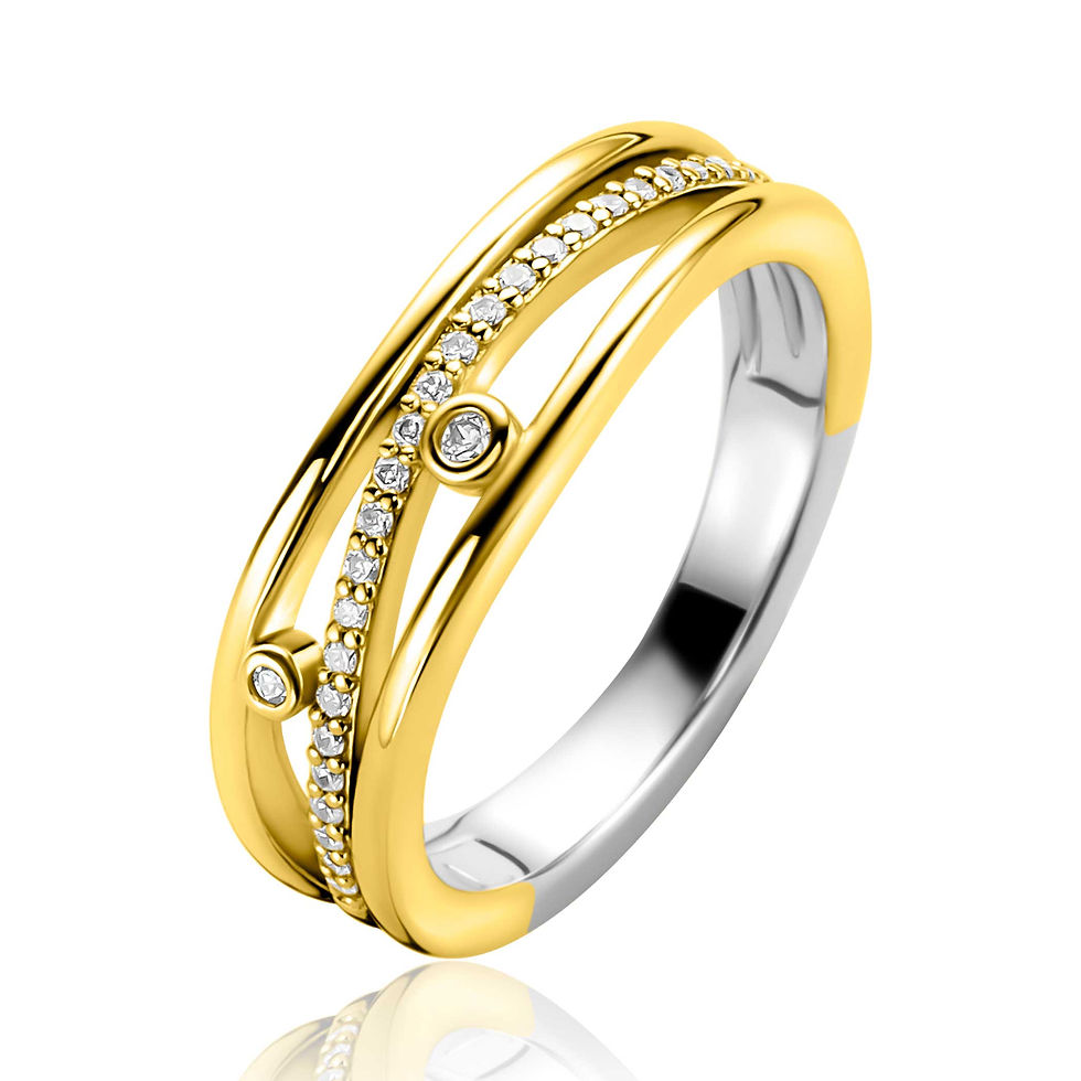 ZIR2685 ZINZI goldpated zilveren ring multilook met zirconia