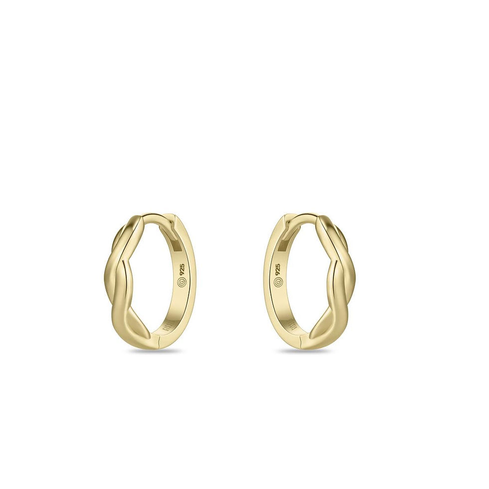 KC1063Y Gisser Jewels zilver vergulde klapcreolen gedraaid 14mm
