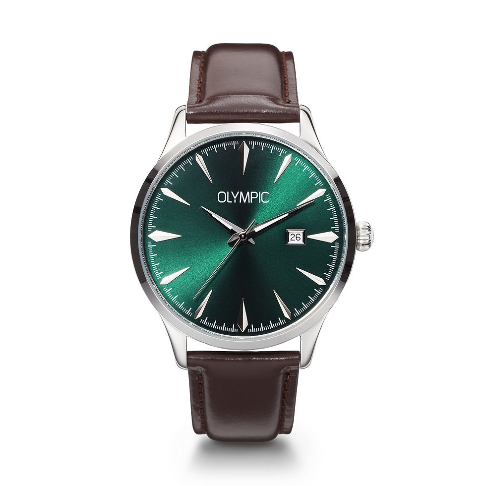 OL90HSL006 Olympic Theo herenhorloge leren band