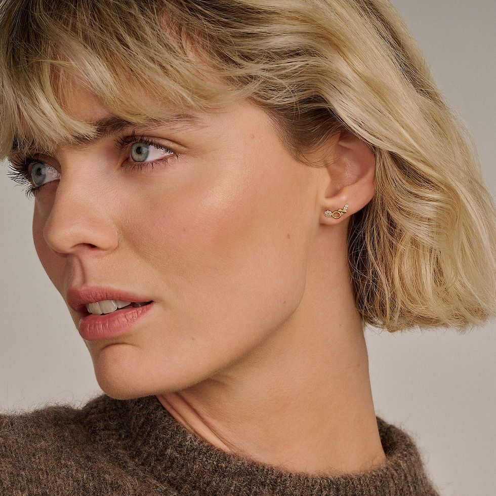 7377YZI Blush geelgouden oorstekers met zirconia en cirkels