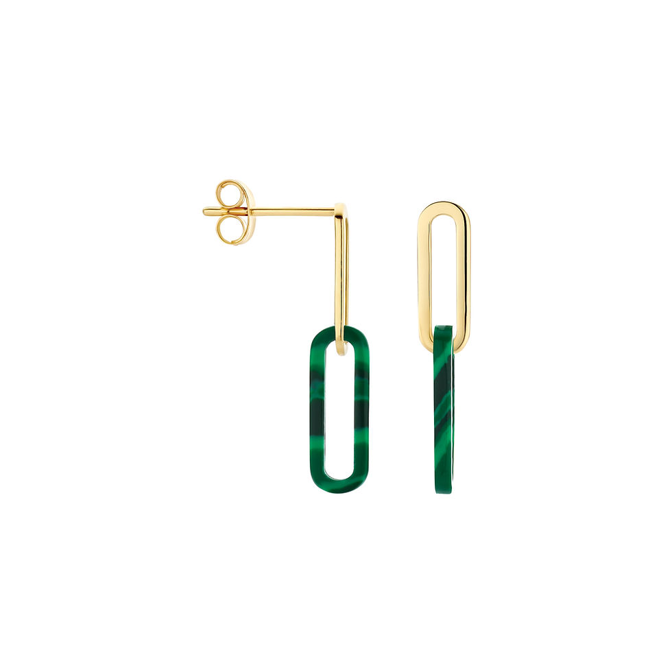 7394YMA Blush 14k geelgouden oorhangers met malachiet