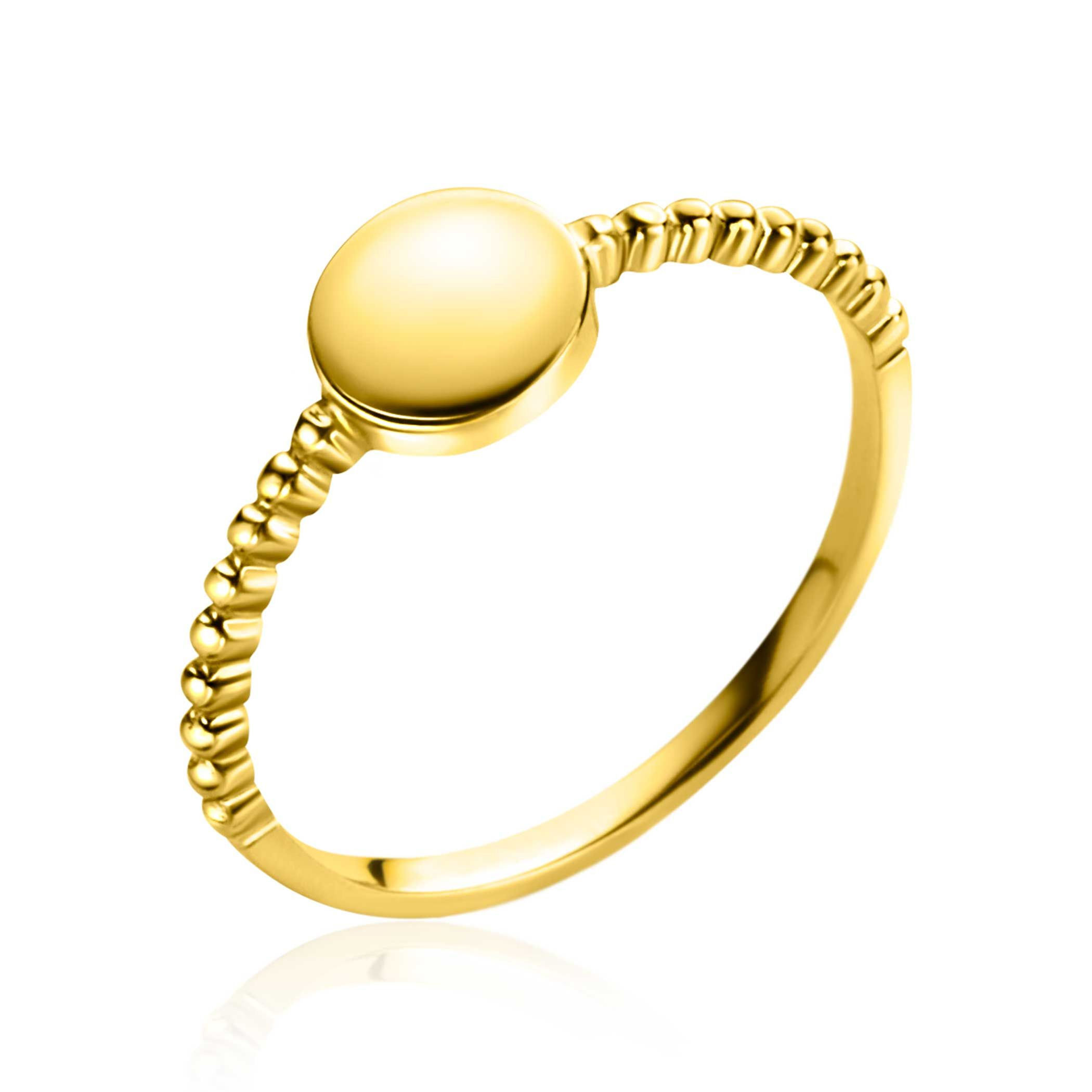 ZGR399 ZINZI Gold 14 krt gouden ring met bolletjes en rond plaatje