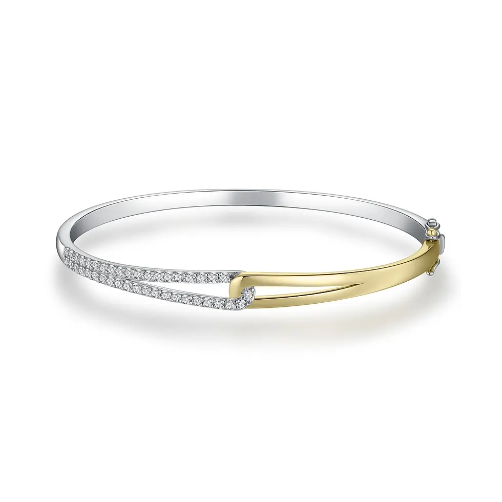 SB36Y-60 Gisser Jewels zilveren bangle verguld massief met zirconia