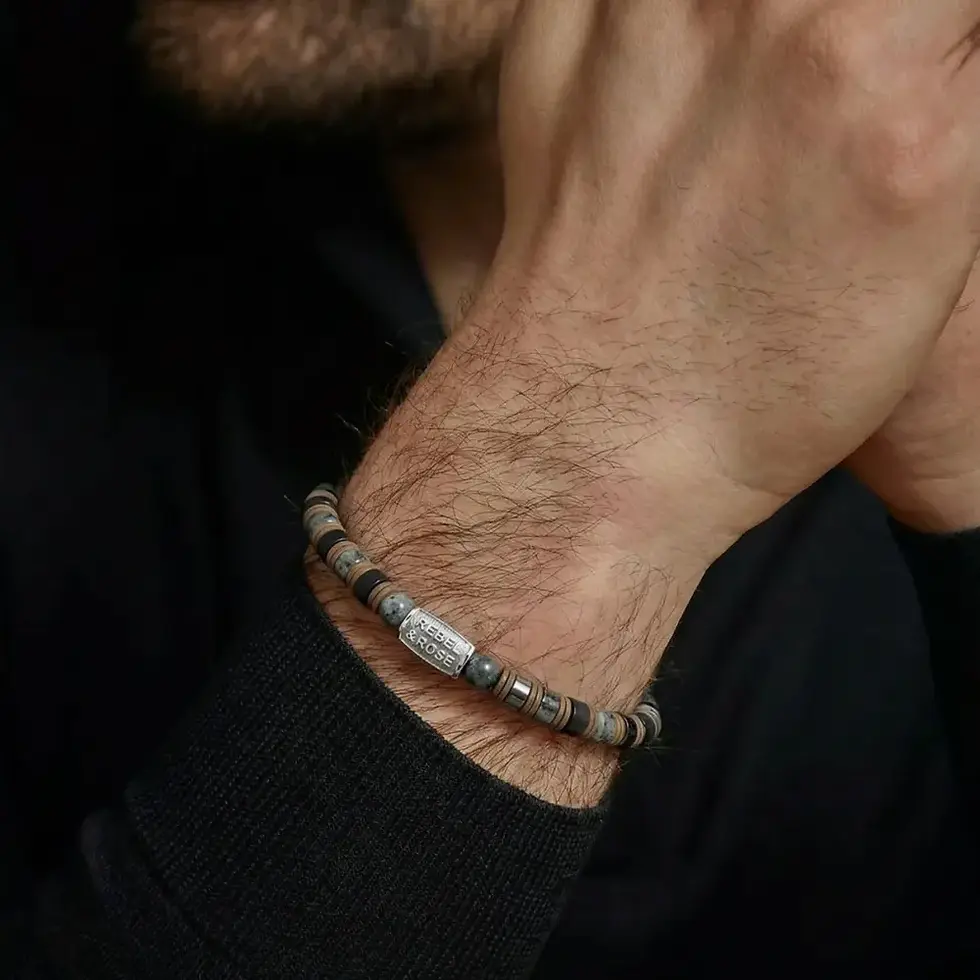 RR-60150-S Rebel & Rose armband Slices - Mixed Grey
