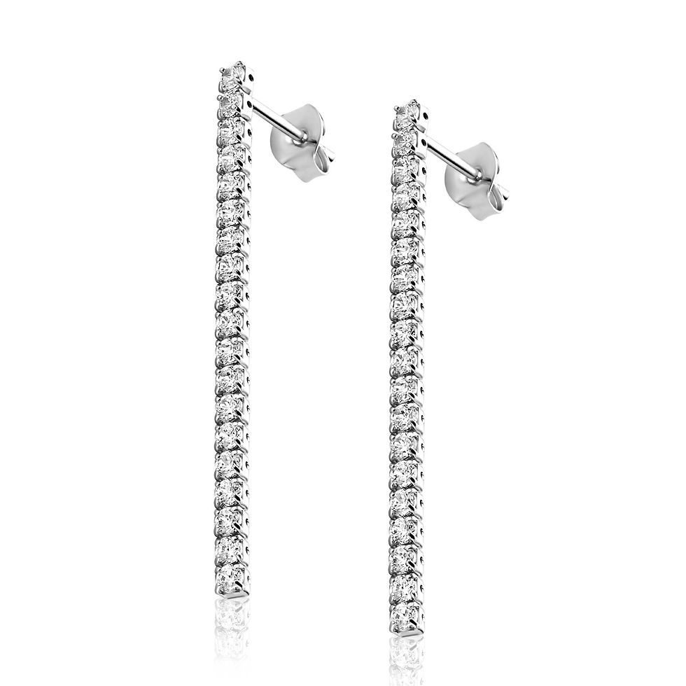 ZIO2795 ZINZI zilveren tennis oorstekers met rijzetting witte zirconia's