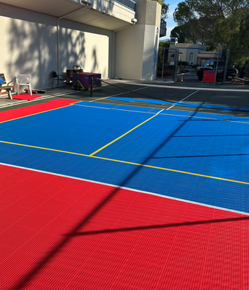 Backyard basketball court installation