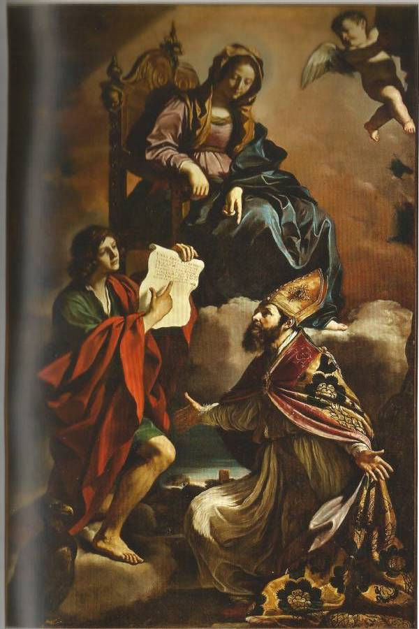 Giovanni Francesco Barbieri, il Guercino: Madonna con i santi Giovanni Evangelista e Gregorio Taumaturgo - iamcontemporaryart.com