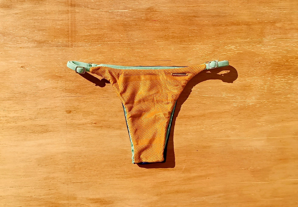 Miniatura: calcinha ajustável bikini dupla face calêndula e marinho com jade