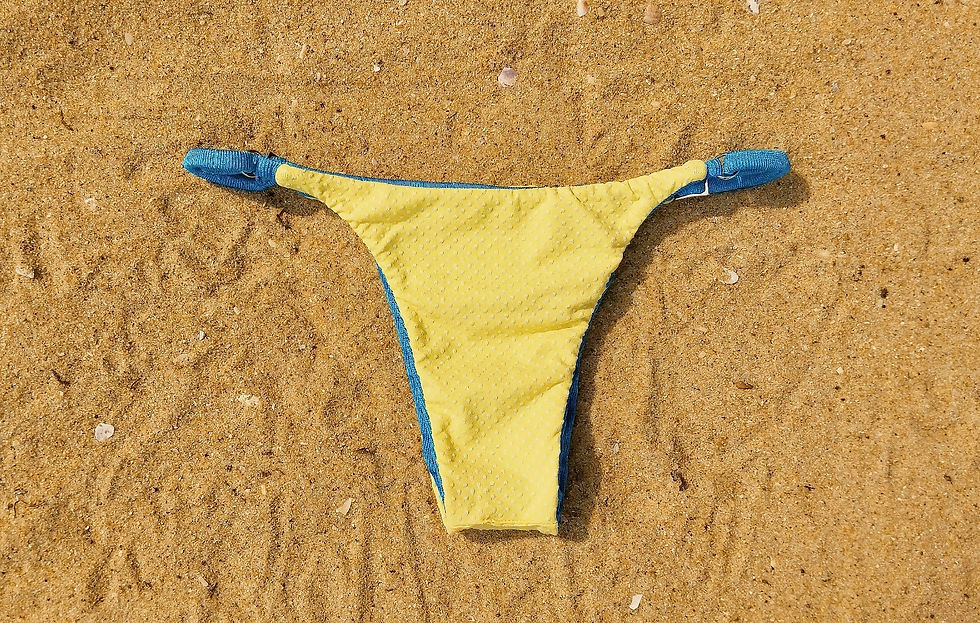 Miniatura: calcinha ajustável bikini dupla face celeste com amarelinho