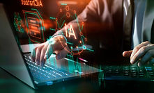 AI technology, artificial intelligence at work, graphics and digital elements, futuristic,