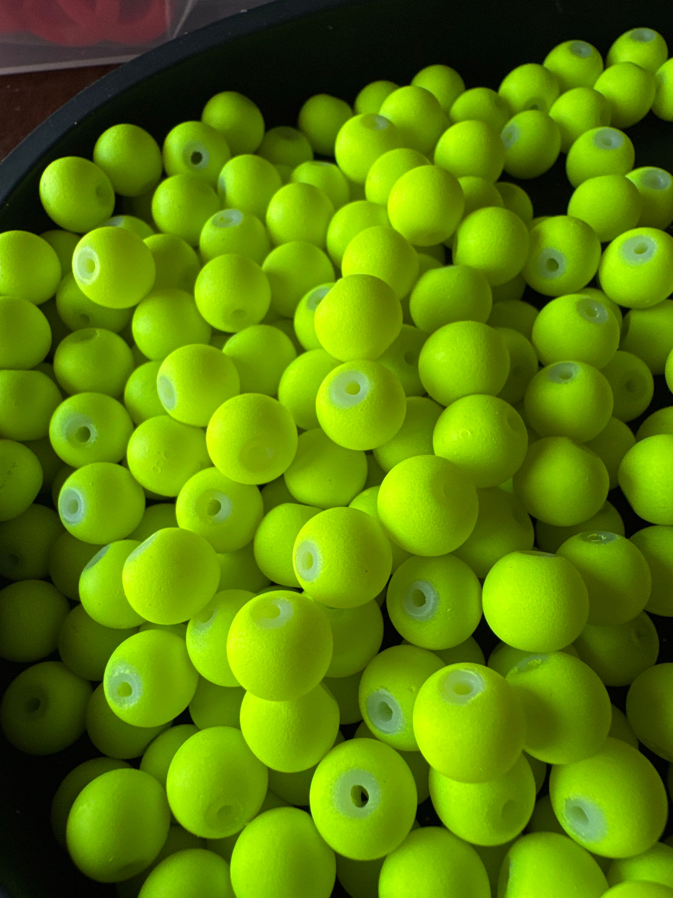 40 matte lime glass beads 