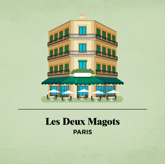 Flat vector illustration of Les Deux Magots