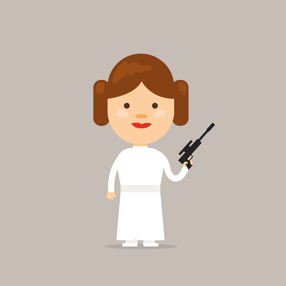 Flat vector illustration of Princess Leia for Star Wars Day.
