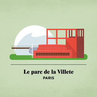 Flat vector illustration of Le Parc de la Villete