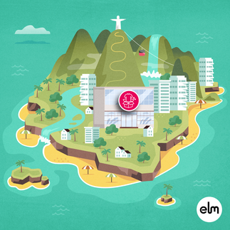 Flat vector illustration of an island with Rio de Janeiro elements. 