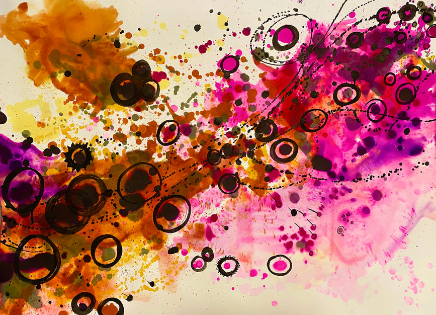 The Curve, 2020, mixed media on paper, 22 x 30 inches