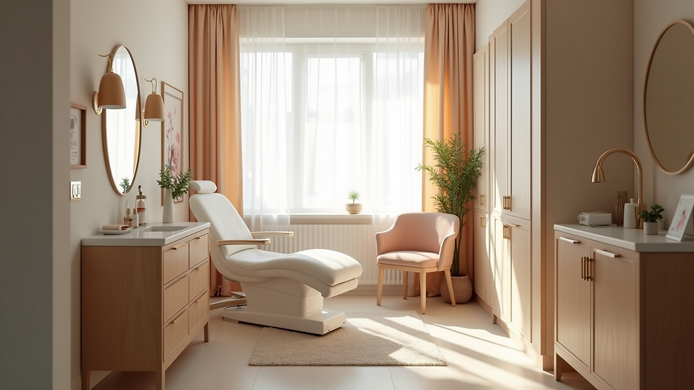 Eye-level view of a cozy beauty studio treatment room