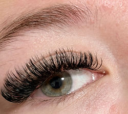 Volume lash extensions on a client from Seton