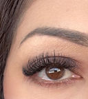 close up of Eyebrow shaping and Hybrid lash extensions at our The Beauty Nest Studio
