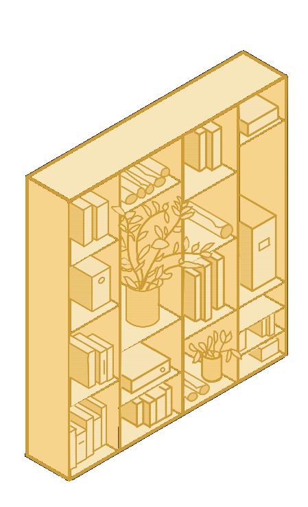 libreria del nostro studio di architettura che caratterizza l'arredo dello spazio