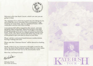 Kate Bush Fan Club Welcome Letter