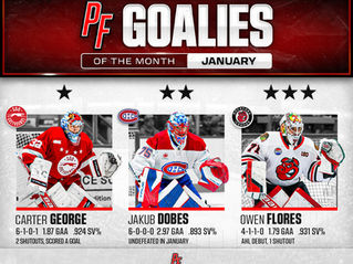 Pete Fry Goalies of the Month - January 2026