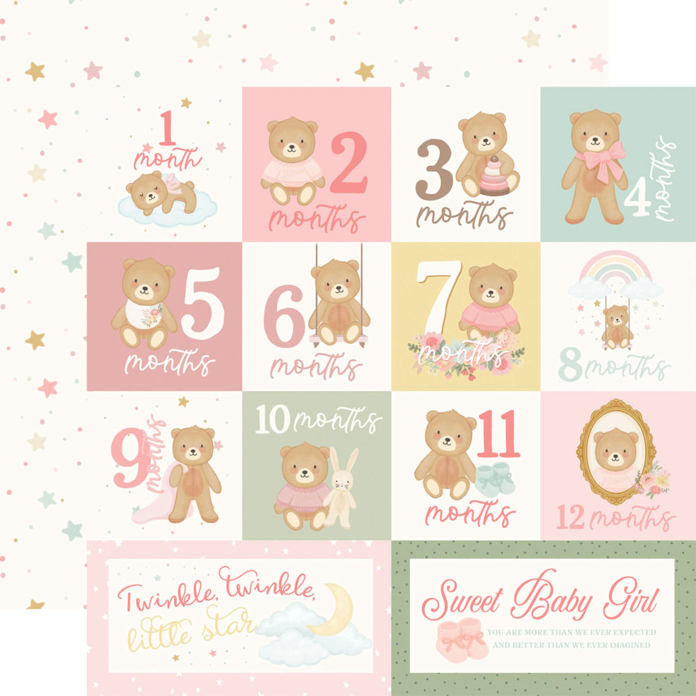 LL Baby Girl Monthly Journaling Cards