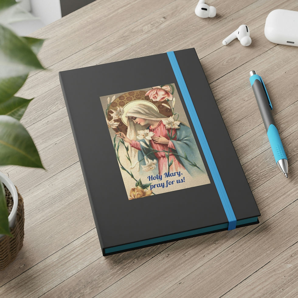 Thumbnail: Color Contrast Notebook - Ruled: Holy Mary, Pray for us!