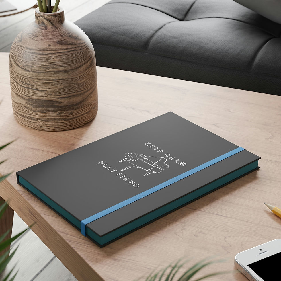 Thumbnail: Color Contrast Notebook - Ruled: Keep Calm Play Piano